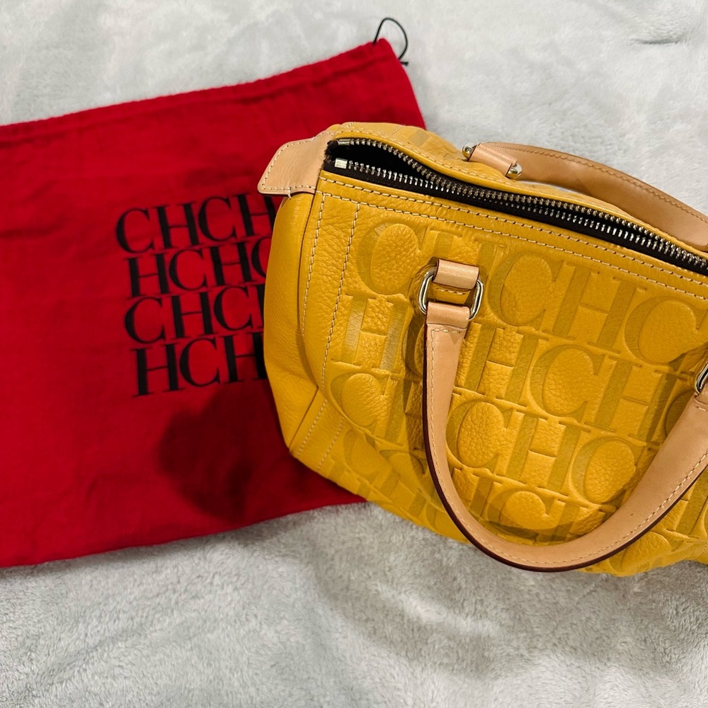 Carolina Herrera Logo Embossed Leather Andy Bag